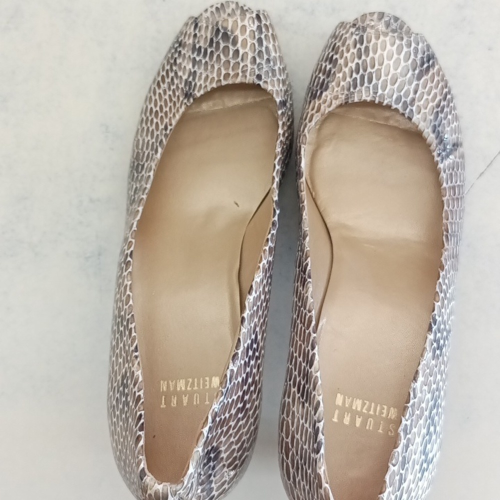 Stuart Weitzman Python Snake Skin Peep-Toe Pumps - image 3